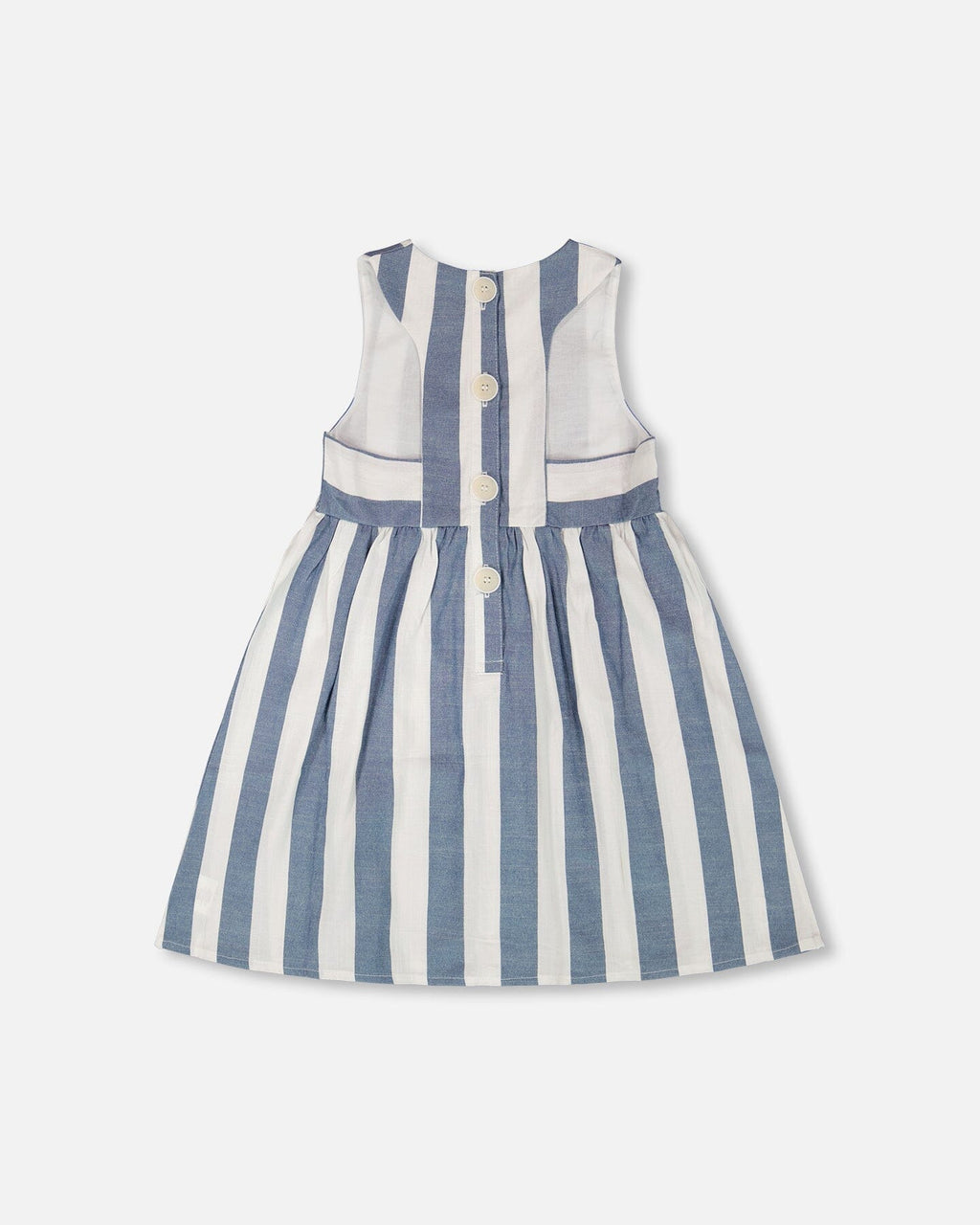 Sleeveless Dress White And Blue Stripes : Robe sans manches blanche et à rayures bleues