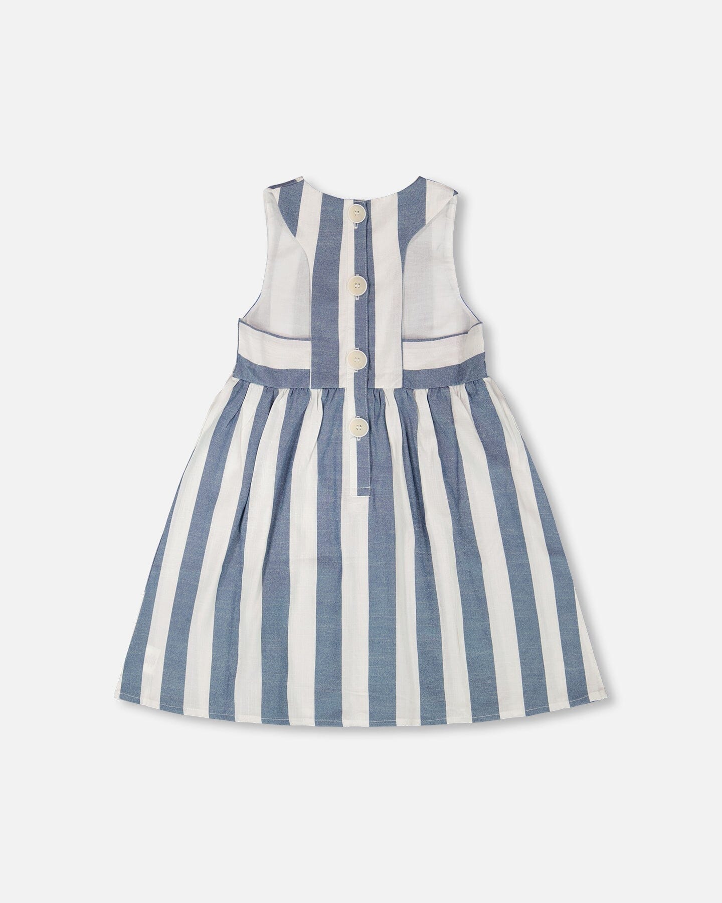 Sleeveless Dress White And Blue Stripes : Robe sans manches blanche et à rayures bleues