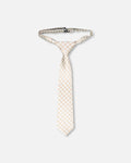 Neck Tie White And Sand Check : Cravate blanche à carreaux sable