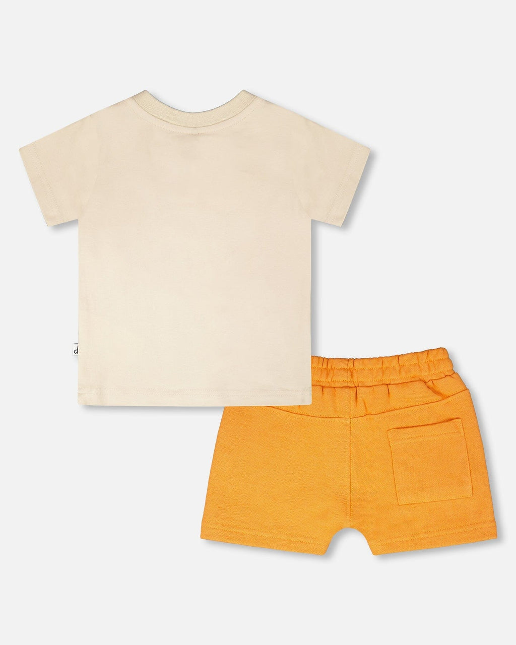 Organic Cotton T-Shirt And Short Set Beige And Orange : Ensemble T-shirt et short en coton biologique beige et orange