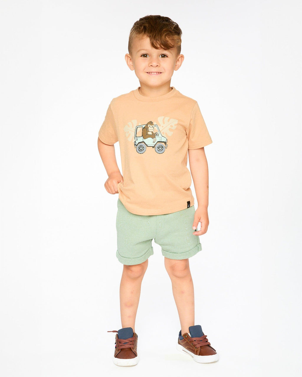 Organic Cotton Short Sleeve T-Shirt Beige : T-shirt à manches courtes en coton biologique beige