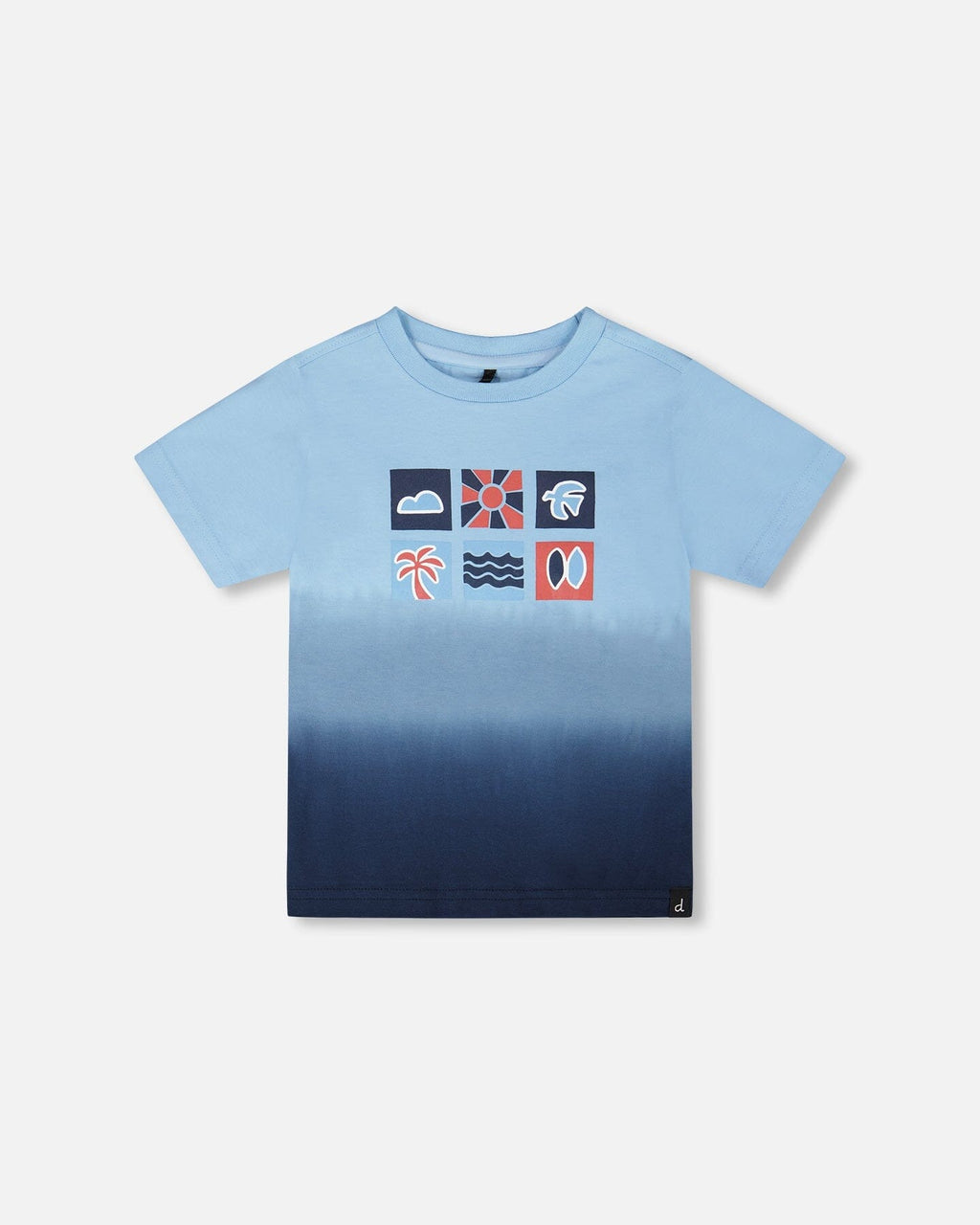 Organic Cotton Short Sleeve T-Shirt Blue Gradient : T-shirt à manches courtes en coton biologique, dégradé bleu