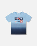 Organic Cotton Short Sleeve T-Shirt Blue Gradient : T-shirt à manches courtes en coton biologique, dégradé bleu