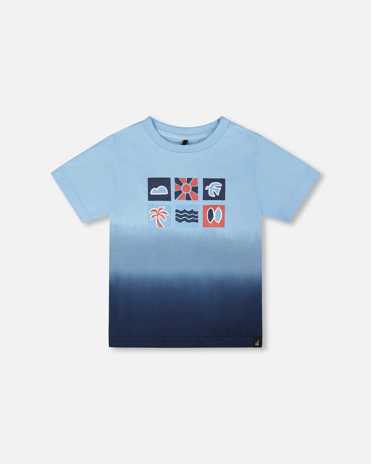 Organic Cotton Short Sleeve T-Shirt Blue Gradient : T-shirt à manches courtes en coton biologique, dégradé bleu