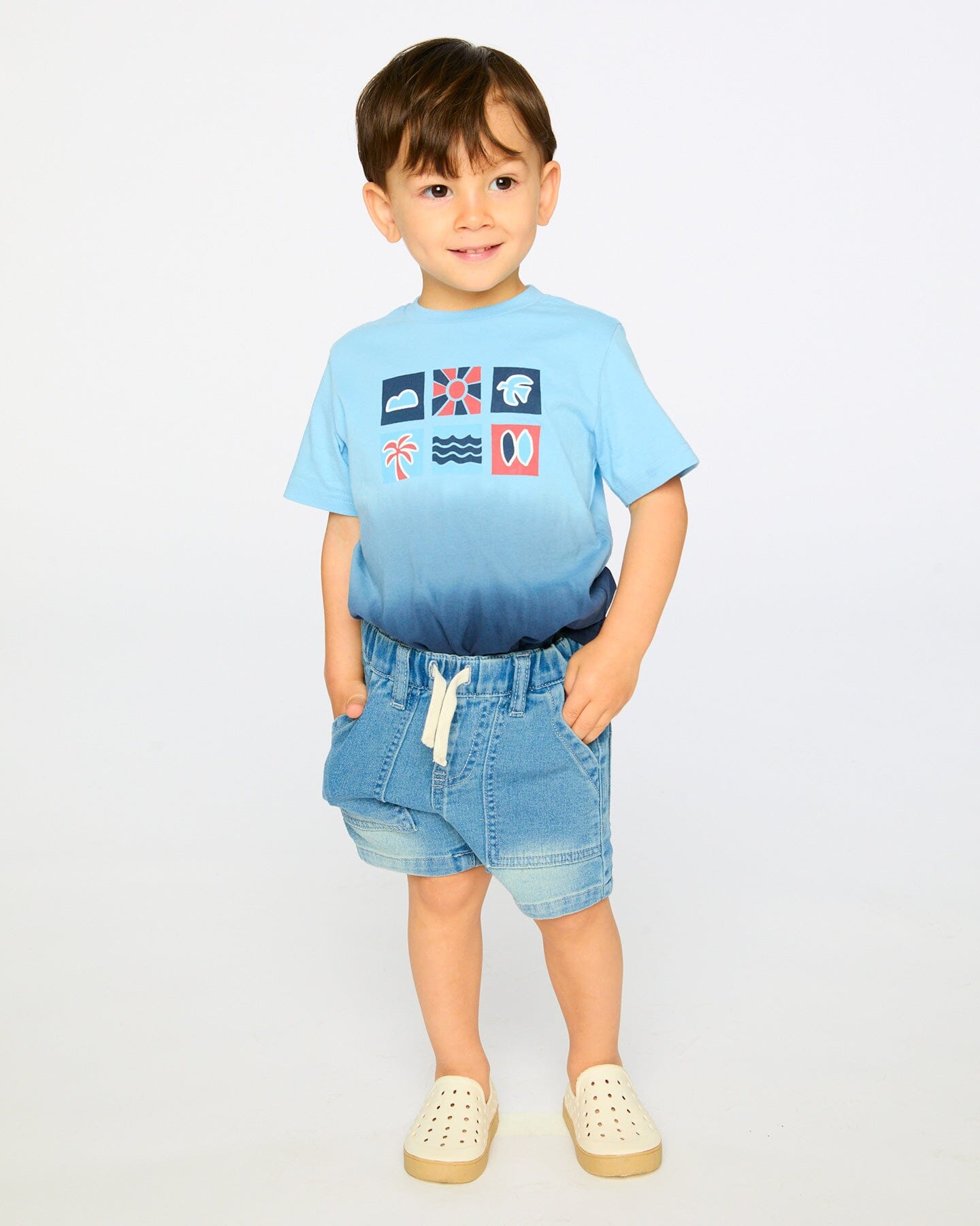 Organic Cotton Short Sleeve T-Shirt Blue Gradient : T-shirt à manches courtes en coton biologique, dégradé bleu