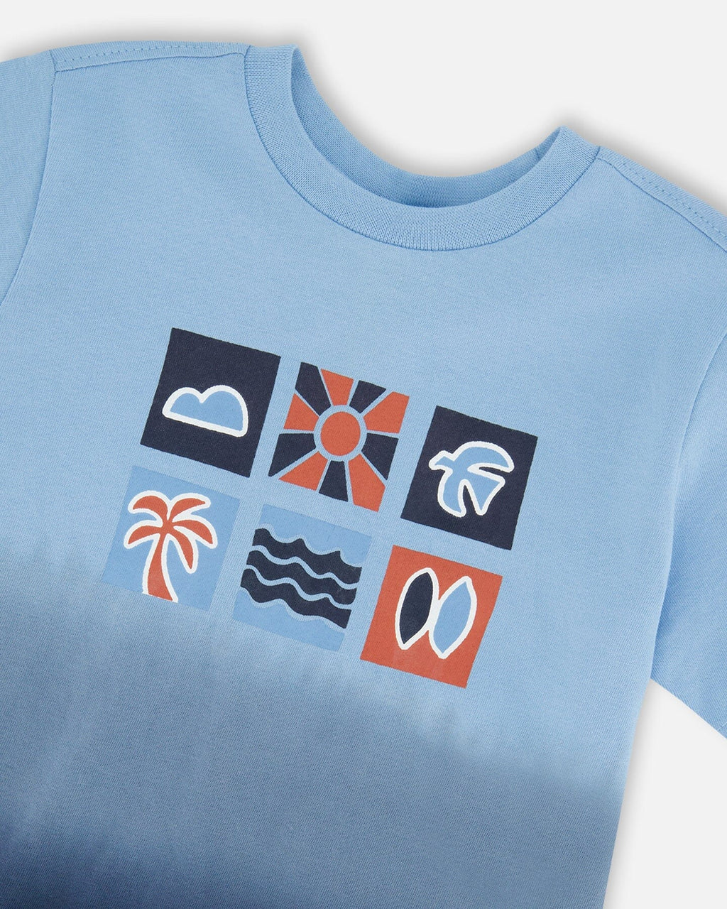 Organic Cotton Short Sleeve T-Shirt Blue Gradient : T-shirt à manches courtes en coton biologique, dégradé bleu