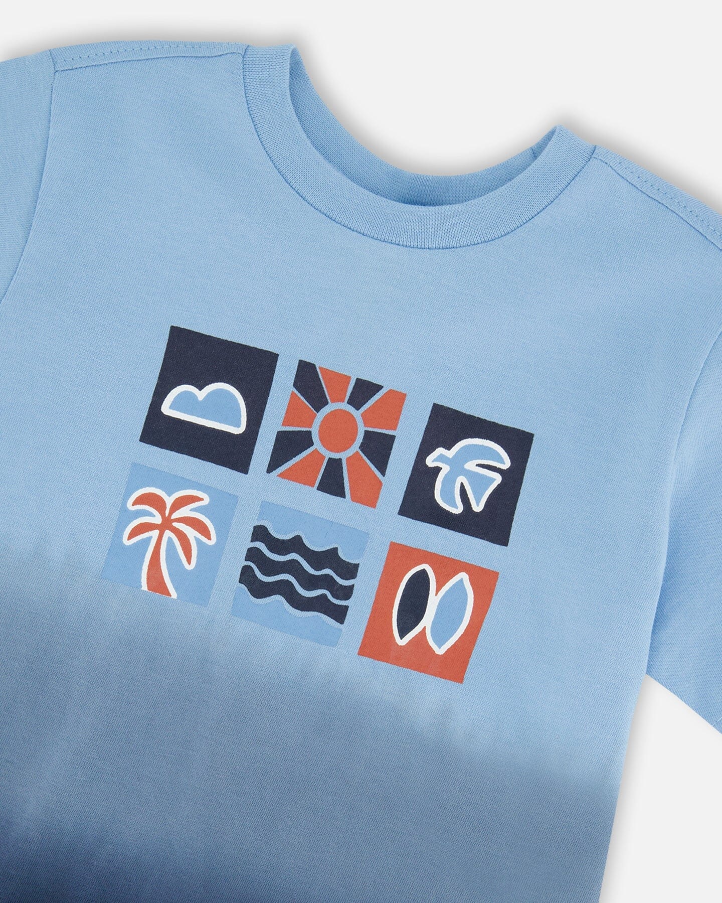 Organic Cotton Short Sleeve T-Shirt Blue Gradient : T-shirt à manches courtes en coton biologique, dégradé bleu