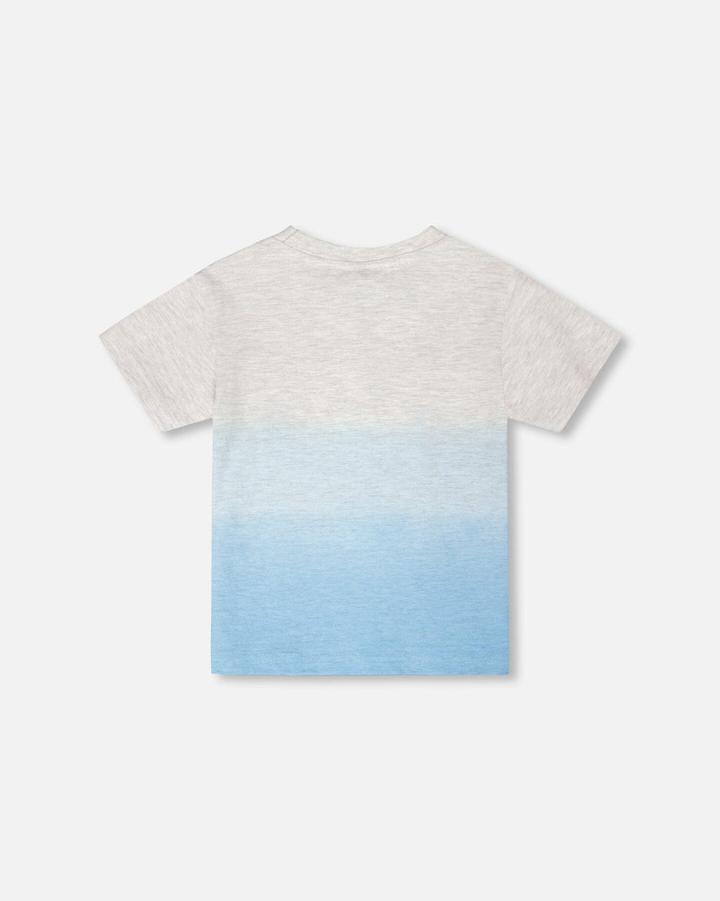 Organic Cotton Short Sleeve T-Shirt Grey Mix To Blue Gradient : T-shirt à manches courtes en coton biologique Dégradé Gris Mix vers Bleu