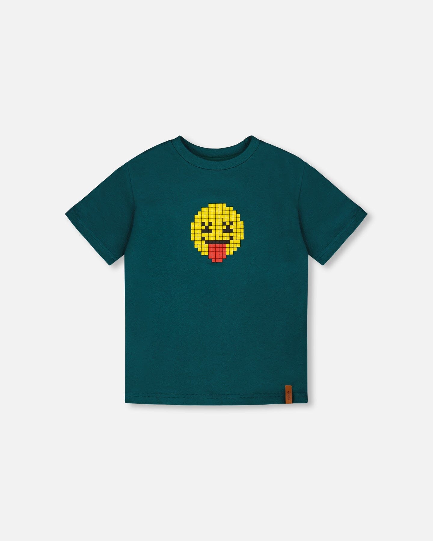 Organic Cotton Jersey T-Shirt With Print Dark Turquoise : T-shirt en jersey de coton biologique avec imprimé turquoise foncé