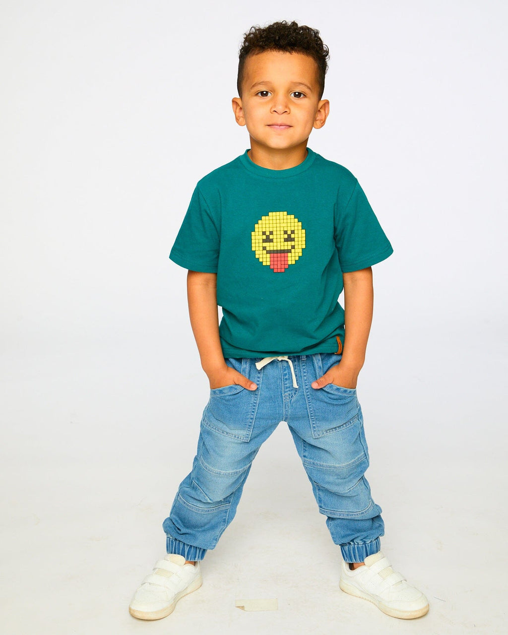 Organic Cotton Jersey T-Shirt With Print Dark Turquoise : T-shirt en jersey de coton biologique avec imprimé turquoise foncé