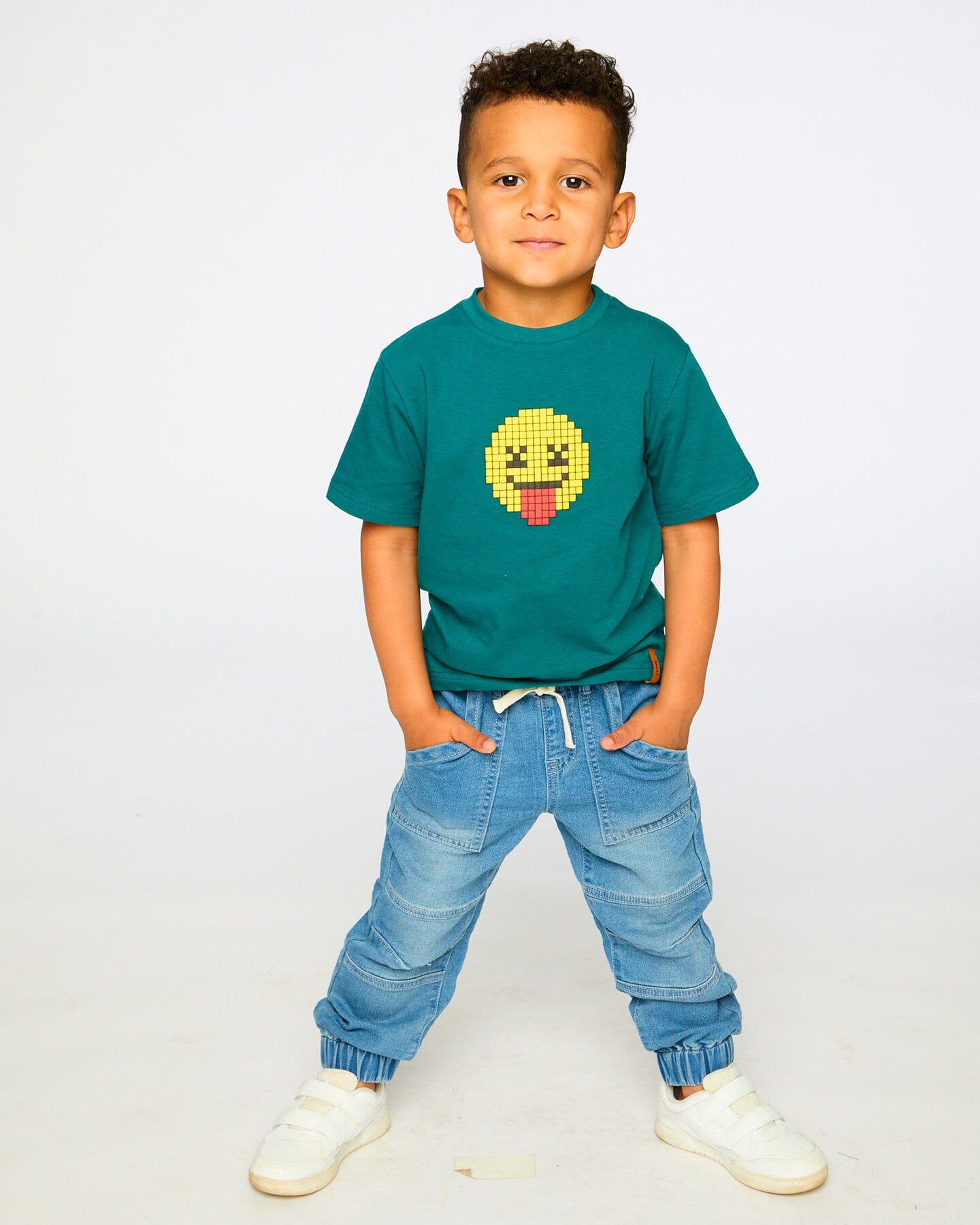 Organic Cotton Jersey T-Shirt With Print Dark Turquoise : T-shirt en jersey de coton biologique avec imprimé turquoise foncé