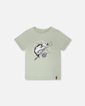 Organic Cotton Jersey T-Shirt With Print Sage : T-shirt en jersey de coton biologique imprimé sauge