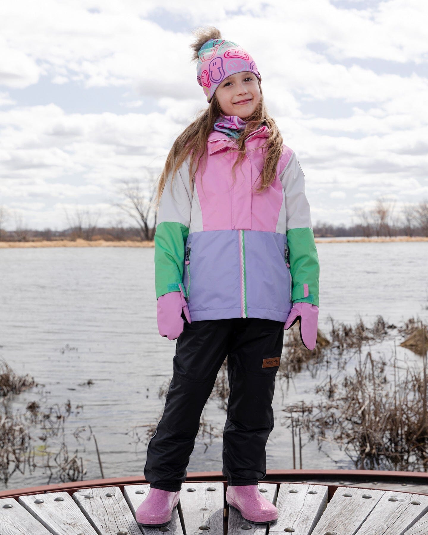 3-In-1 Two-Piece Mid-Season Outerwear Set Pink Colorblock : Ensemble de vêtements d'extérieur mi-saison deux pièces 3-en-1 couleur rose contrastée