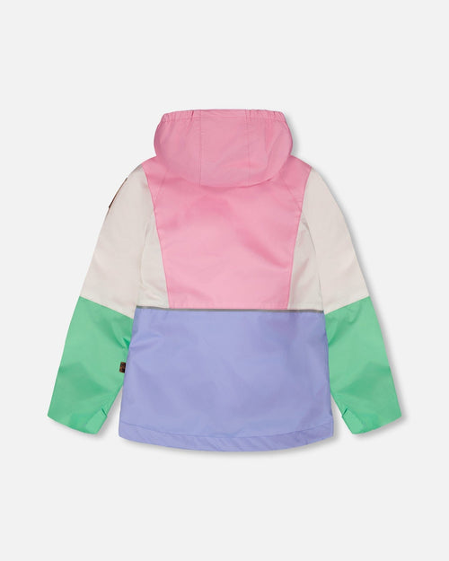 3-In-1 Two-Piece Mid-Season Outerwear Set Pink Colorblock : Ensemble de vêtements d'extérieur mi-saison deux pièces 3-en-1 couleur rose contrastée