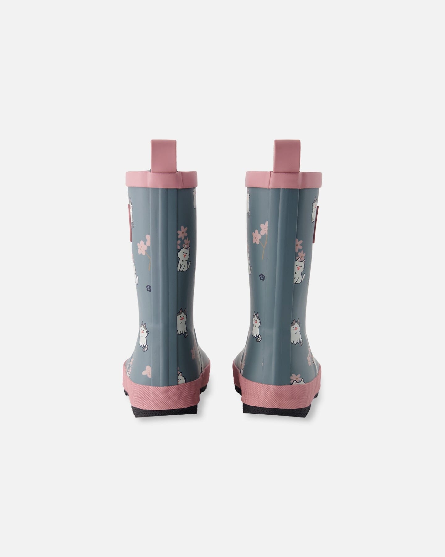 Rain Boots In Natural Rubber Green Cat Print Bottes de pluie en caoutchouc naturel à motif chat vert: