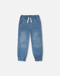 Jogger en denim French terry extensible bleu clair | Extensible Light Blue French Terry Denim Jogger