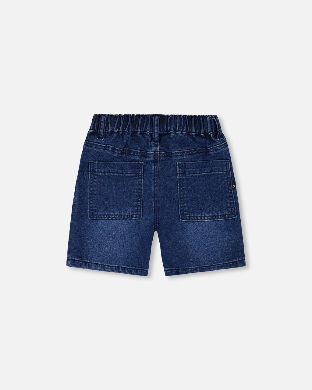 French Terry Navy Blue Denim Shorts : Short en denim bleu marine French Terry
