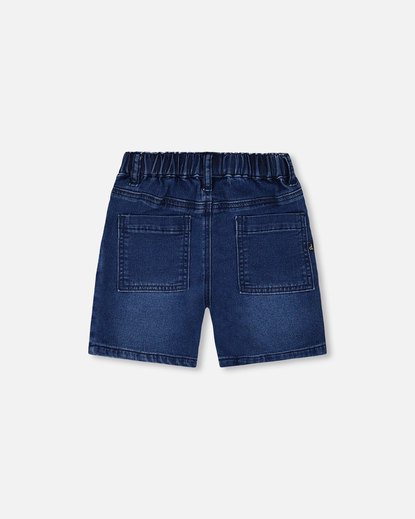 French Terry Navy Blue Denim Shorts : Short en denim bleu marine French Terry