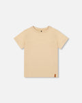 Organic Cotton Jersey T-Shirt Solid Beige : T-shirt en jersey de coton biologique Beige uni
