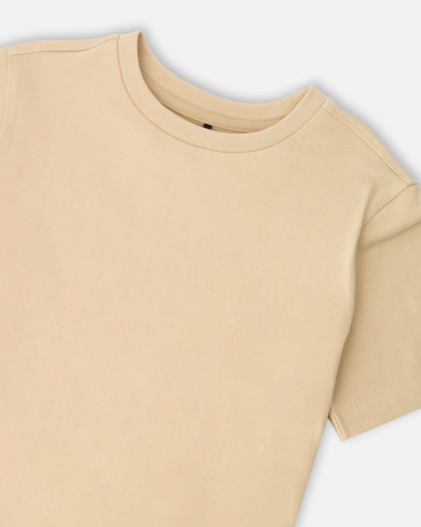 Organic Cotton Jersey T-Shirt Solid Beige : T-shirt en jersey de coton biologique Beige uni