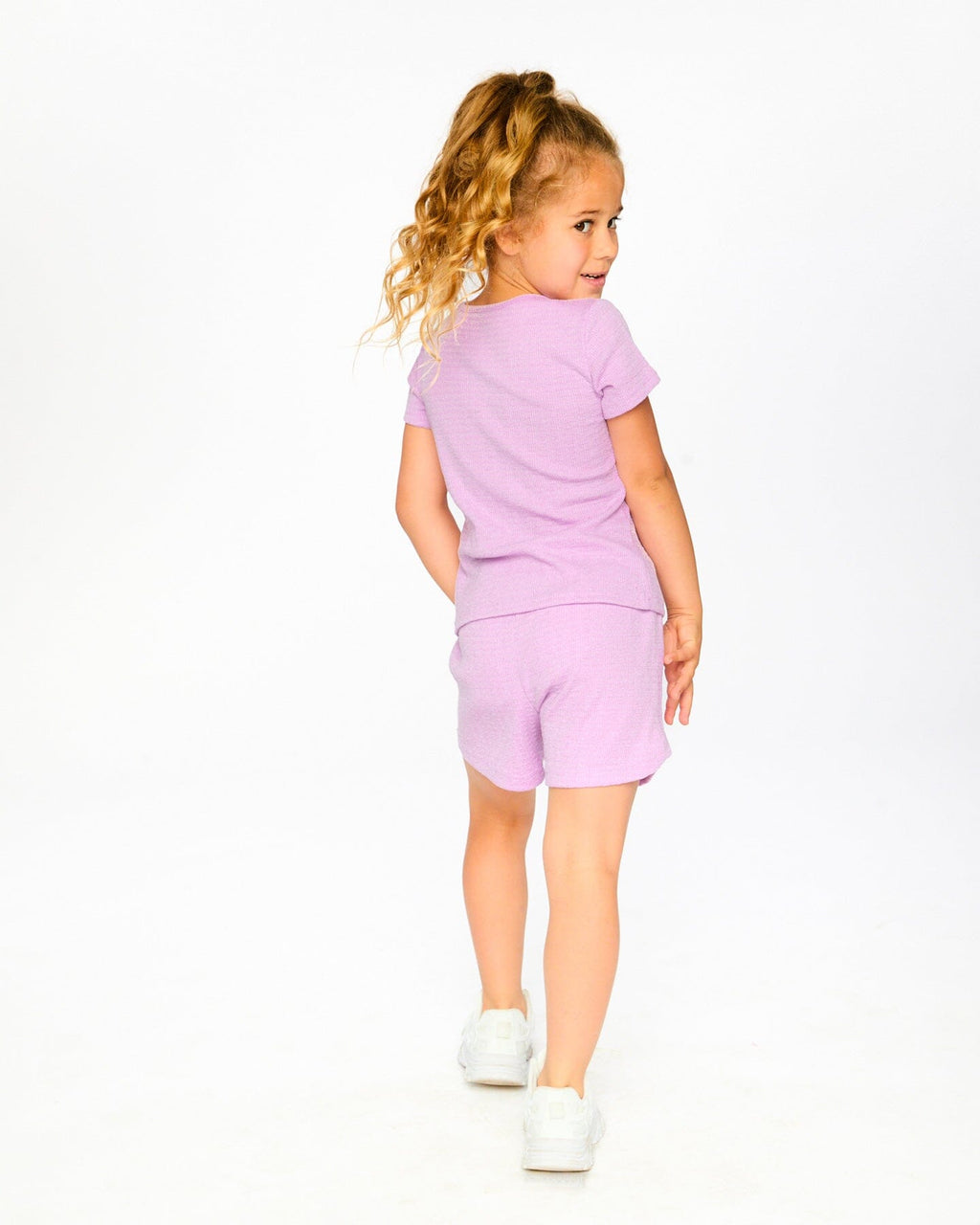 Crinkle Jersey T-Shirt Lilac : T-shirt en jersey froissé lilas