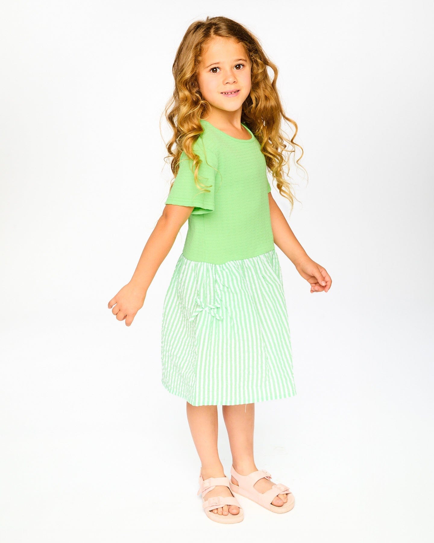 Bi-Material Dress Mint Green : Robe Bi-matière Vert Menthe